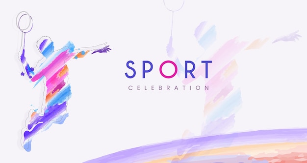 vector badminton speler nationale sportdag viering concept abstracte lijn en vorm ornament