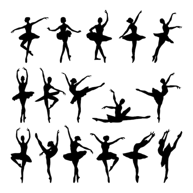 踊るバレリーナのイラストのベクトル バレエ ダンサーのシルエット