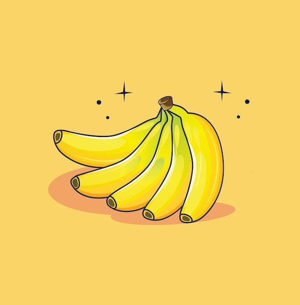 Vector banana design piatto illustrazione dieta alimentare sana