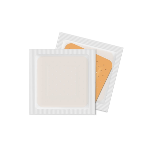 Vector bandage plaster aid band medical adhesive set isolated on white