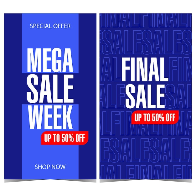 Vector banner for final mega sale week and discount shopping season during holidays.