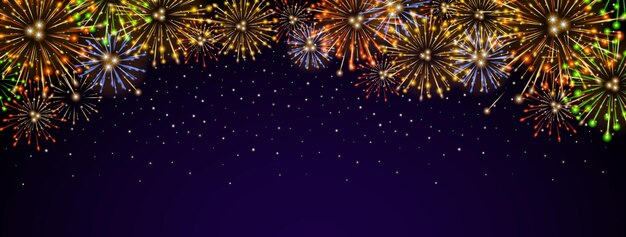 Vector banner fireworks on night background EPS 10