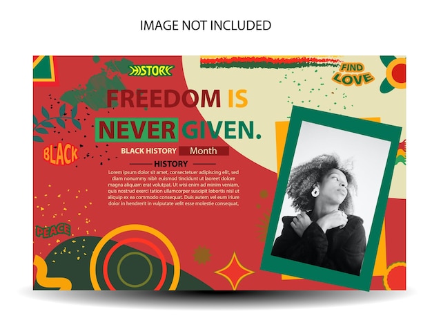 Vector banner or flyer template with abstract colorful design to commemorate black history month