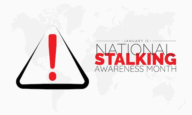 Vector banner sjabloon ontwerpconcept van de National Stalking Awareness Month waargenomen op elk jaar in januari