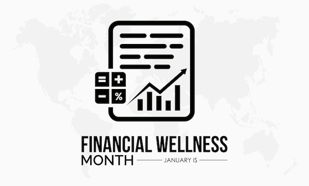 Vector banner sjabloon ontwerpconcept van Financial Wellness Month waargenomen op elke januari