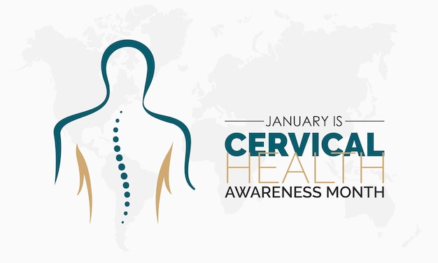 Concetto di design del modello di banner vettoriale del mese di consapevolezza della salute cervicale osservato ogni gennaio