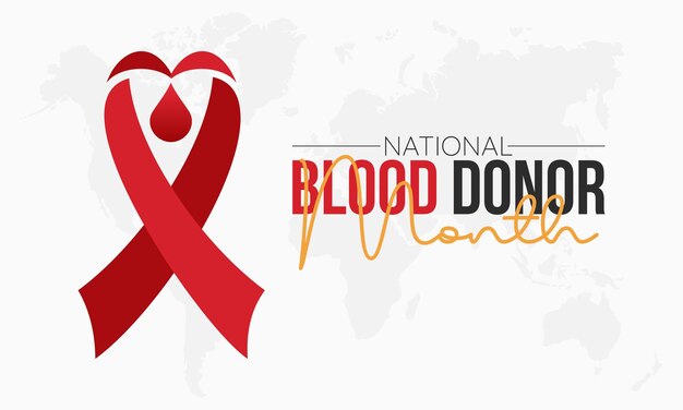 매년 1월에 관찰되는 National Blood Donor Month의 벡터 배너 템플릿 디자인 컨셉