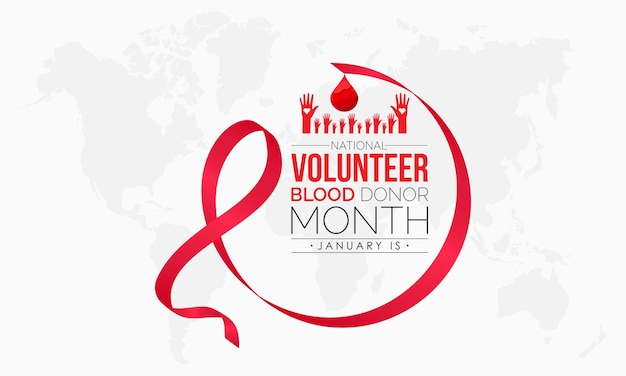 Vector banner template design concept of National Volunteer Blood Donor Month observed on every January