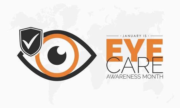 매년 1월에 관찰되는 National Eye Care Month의 벡터 배너 템플릿 디자인 컨셉