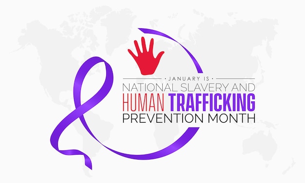 ベクトル 毎年 1 月に開催される全国奴隷制および人身売買防止月間のベクター バナー テンプレート デザイン コンセプト