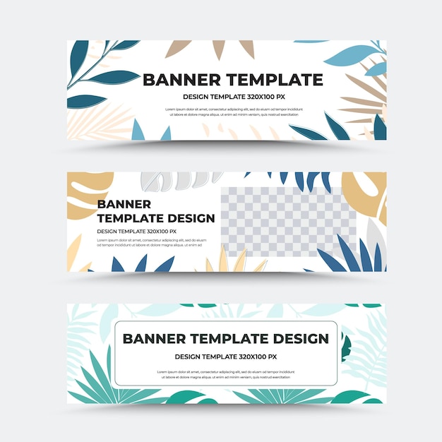 Vector banner template white background with illustration tropical leaves monstera place for text header Booklet set for printing newsletter presentation Standard page for business concept