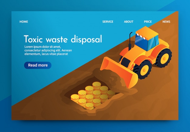 Vector vector banner toxic waste disposal underground.