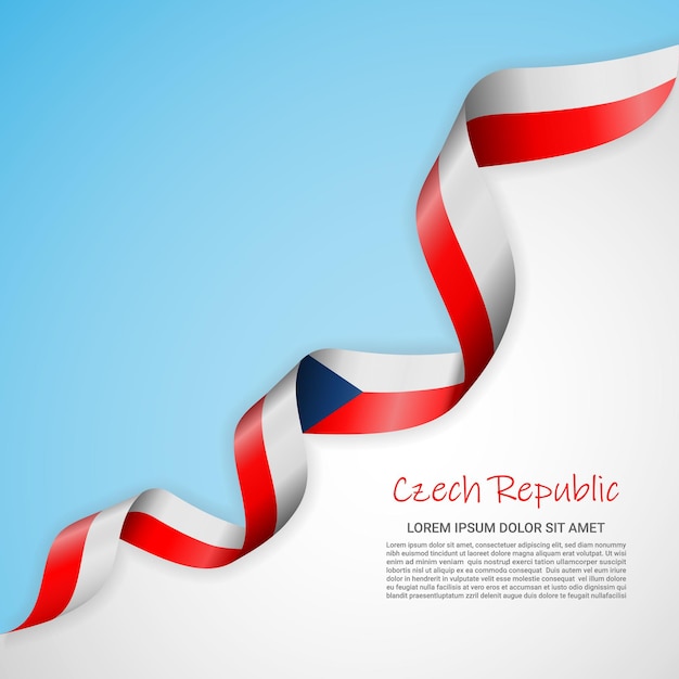 Vector banner in white and blue colors and waving ribbon with flag of Czech Republic for brochures