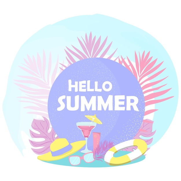 Vector banner with a beach items