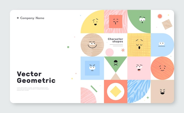 vector banner with character geometric figures on white background