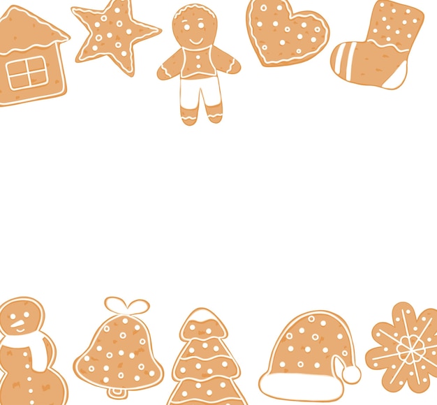 Vector vector banner with christmas gingerbread cookie