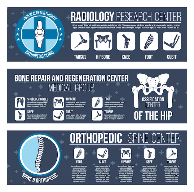 Vector banners for orthopedics medical center