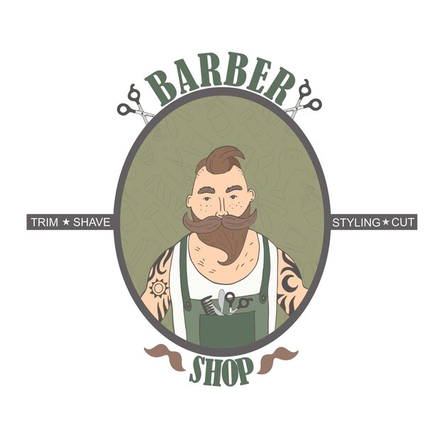 Vector barber shop logo for your design For Label Badge Sign or Advertising  Man Hairdresser Logo