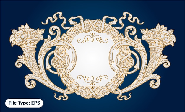 Vector baroque ornament frame Motif for textile design and other decorative purpose editable colors