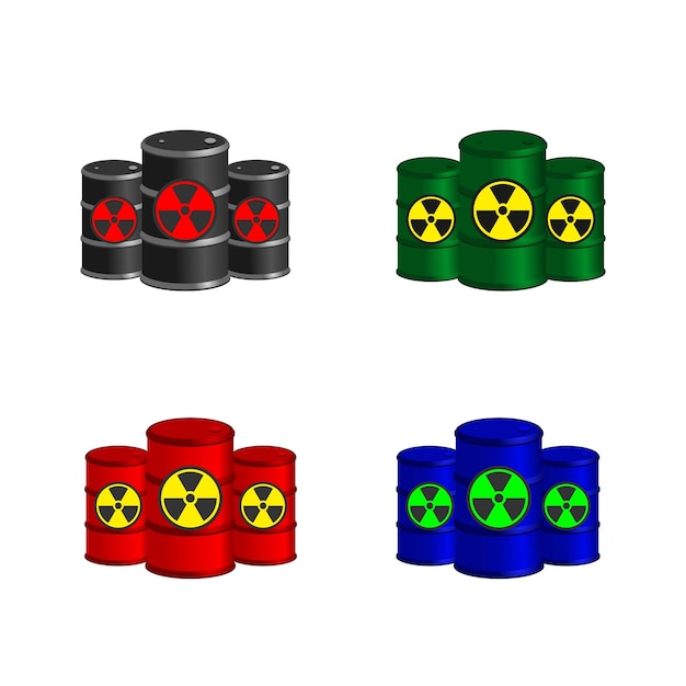 Vector vector barrel with nuclear pollution biohazard radioactive toxic waste