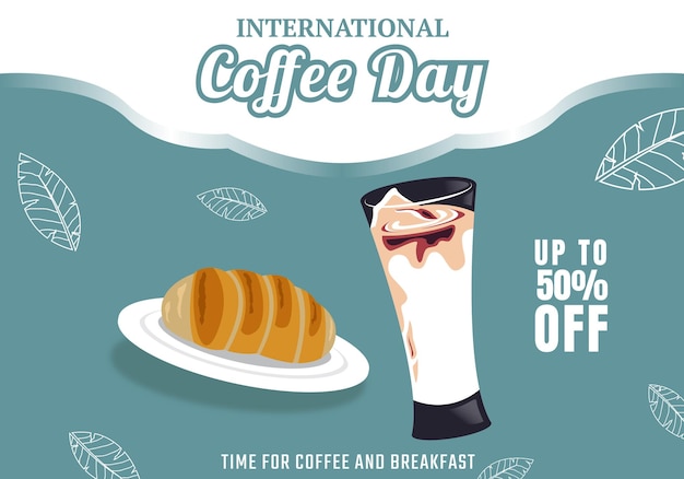 Vector based coffee and bread for banner and template