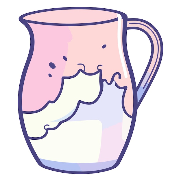 A vector based icon depicting a milk stream flowing from a glass jug