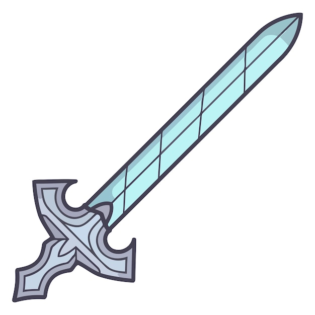 A vector based outline of medieval sword emphasizing the sleek blade and traditional