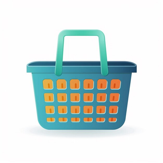 vector basket market illustration isolated object supermarket store business buy bag purc