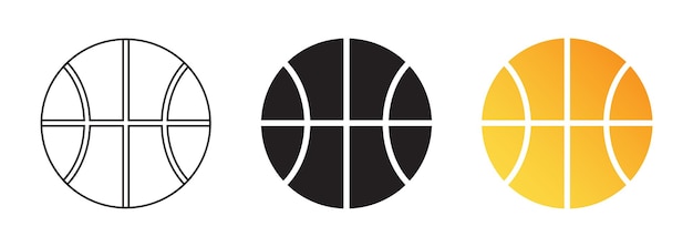 vector basketball ball icons in outline flat and gradient