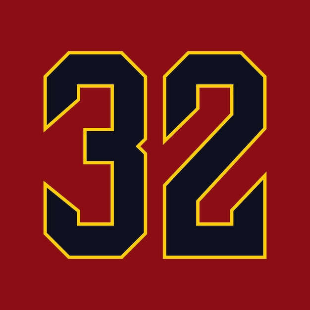 Vector basketball and baseball sport numbers 32 jersey number 32