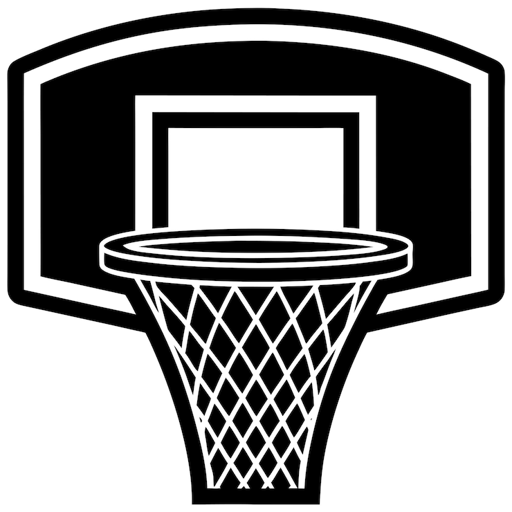 Vector vector basketball emblem including a ring hoop and net sports competitions in both indoor and outdoo