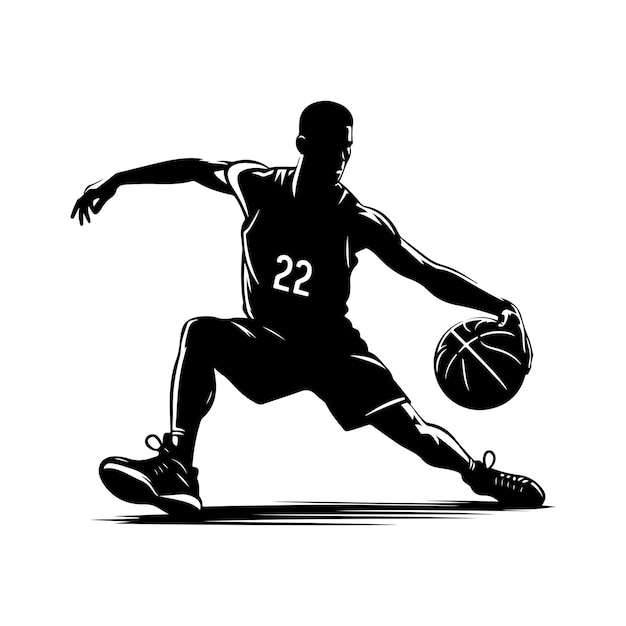 Vector basketball player silhouette Vector basketball elements