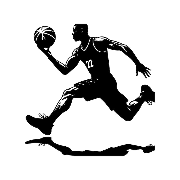 Vector vector basketball player silhouette vector basketball elements