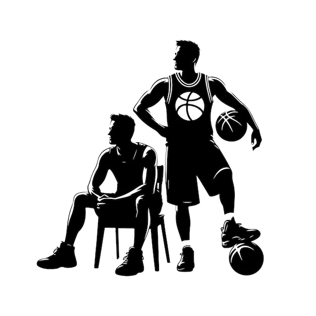 Vector vector basketball player silhouette vector basketball elements