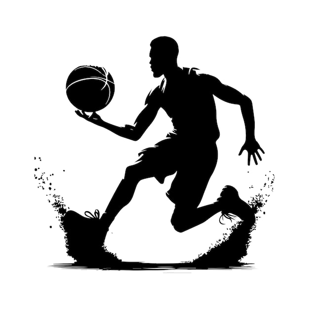 Vector basketball player silhouette Vector basketball elements