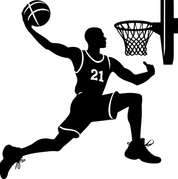 Vector basketball player vector silhouette a basketball player playing on the field