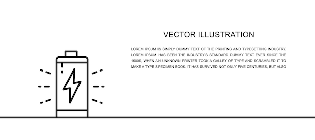 Vector vector batterij accu opladen één regel pictogram continu één regel vectorillustratie