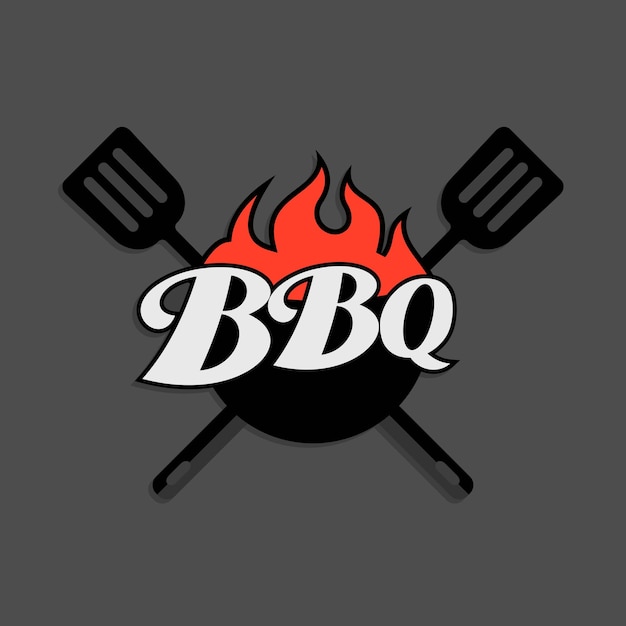 vector BBQ grill fire logo template
