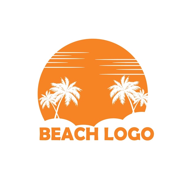 Vector beach logo design vector templatesunset background with palm trees