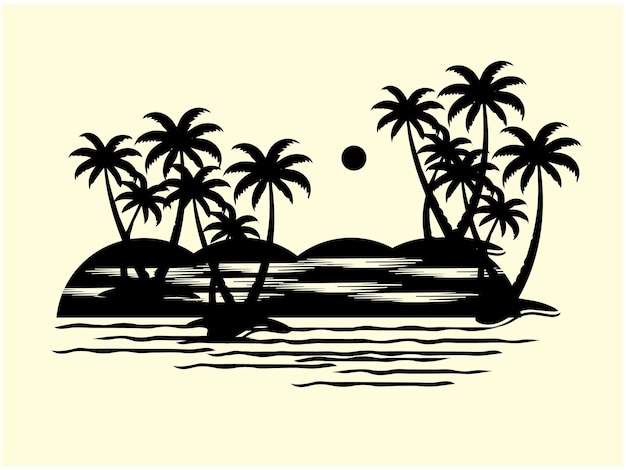Vector beach logo design vector templatesunset sfondo con palme