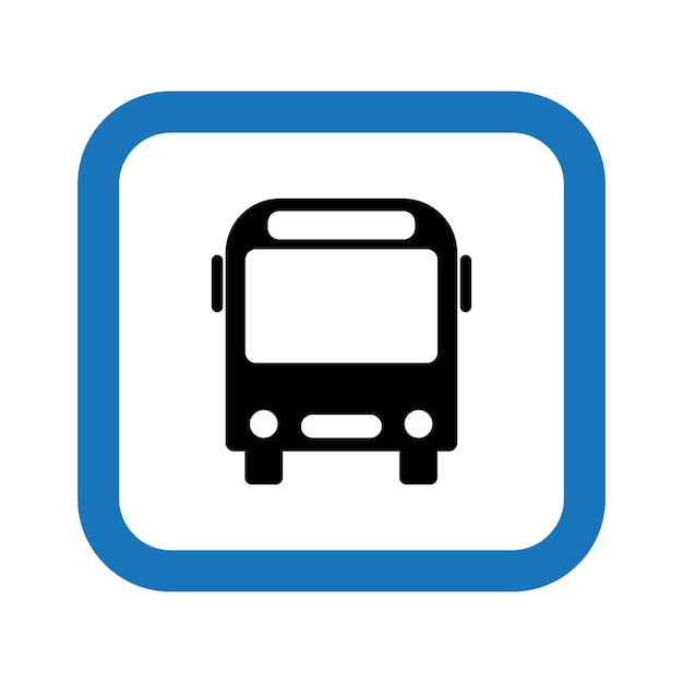 Vector bead icon in frontal view School city transport on a blue background Flat illustration of public route