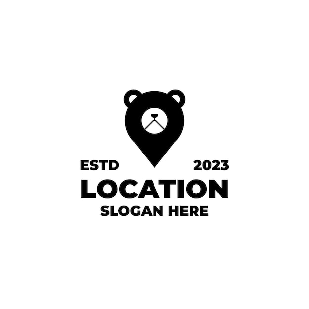 Vector bear pointer pin location logo design template illustration