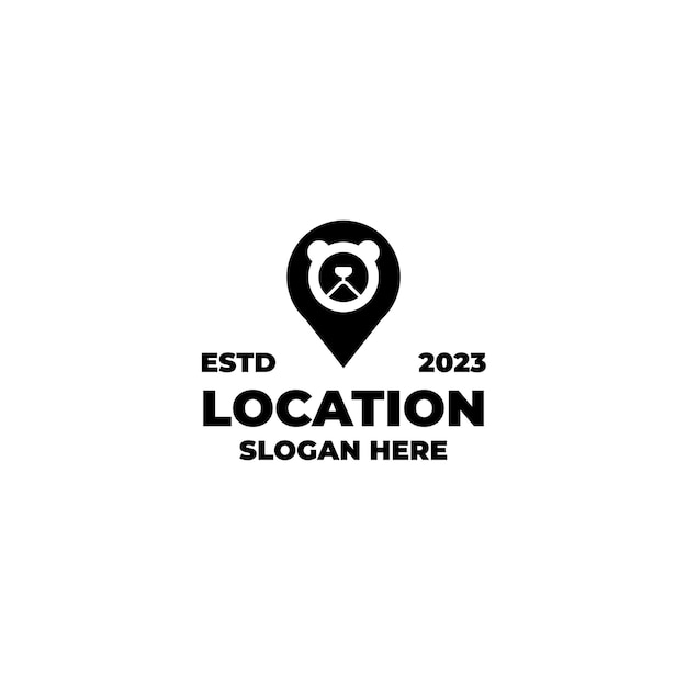 Vector bear pointer pin location logo design template illustration