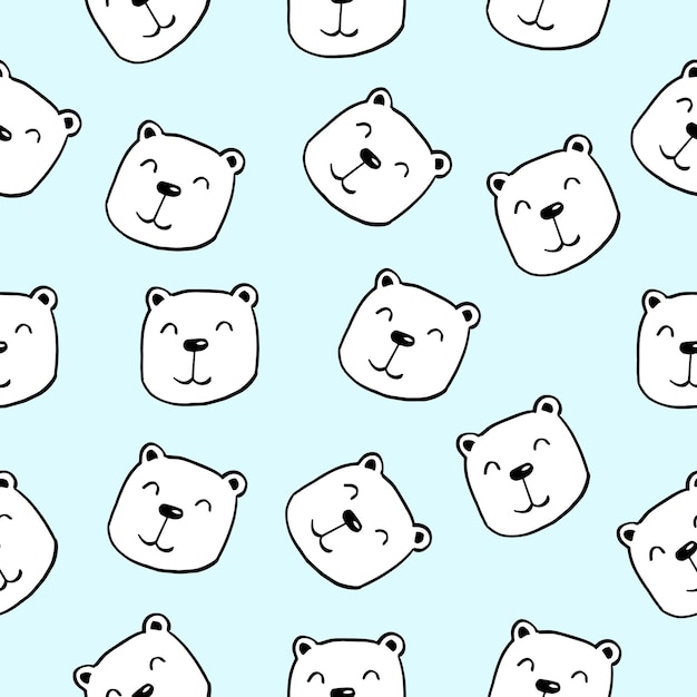 Vector bear seamless pattern Cute teddy illustration Cartoon animals background Doodle bears for fabric wallpaper or wrapping paper textile bedding tshirt print
