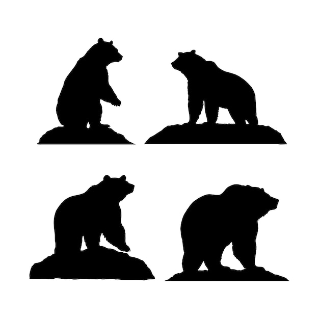 Vettore silhouette di orso vettoriale isolata su sfondo bianco icona dell'orso logo simbolo moderno