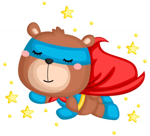 A vector of a bear in a superhero costume