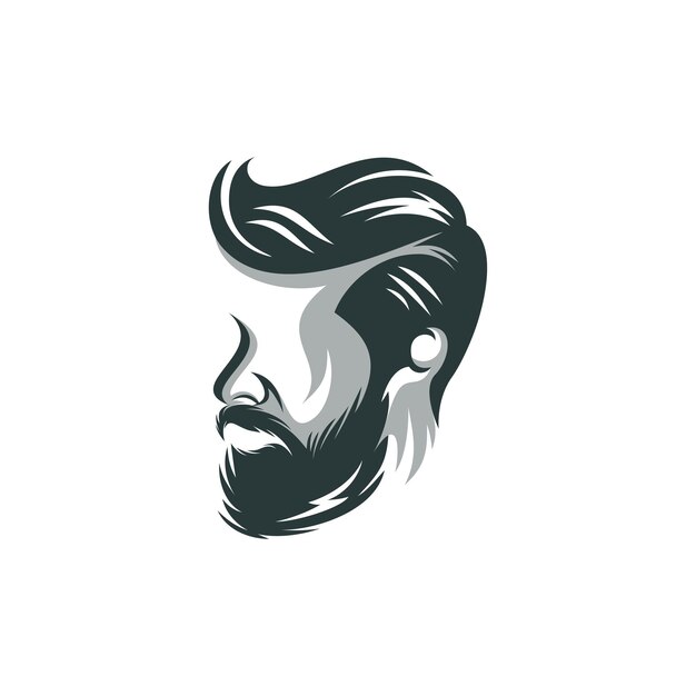 Vettore disegno del logo dell'uomo con la barba vettoriale illustrazione vettoriale