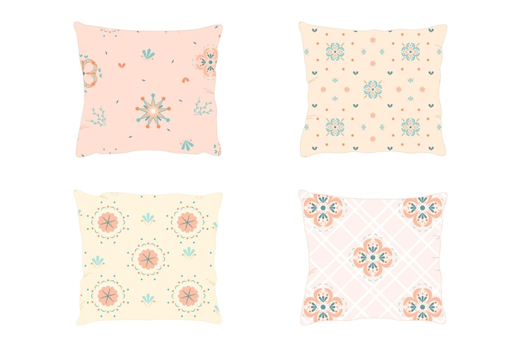 Vector vector beautiful collection pillow or cushion on flower vintage design