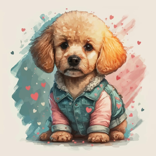 Vector beautiful cute puppy dog art illustration