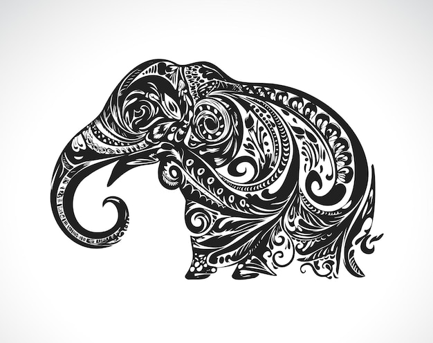 Vettore vettore di bellissimo motivo elefante su sfondo bianco animali selvatici facile illustrazione vettoriale a strati modificabile